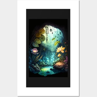 Magical Cavern Oasis Fantasy Illustration Posters and Art